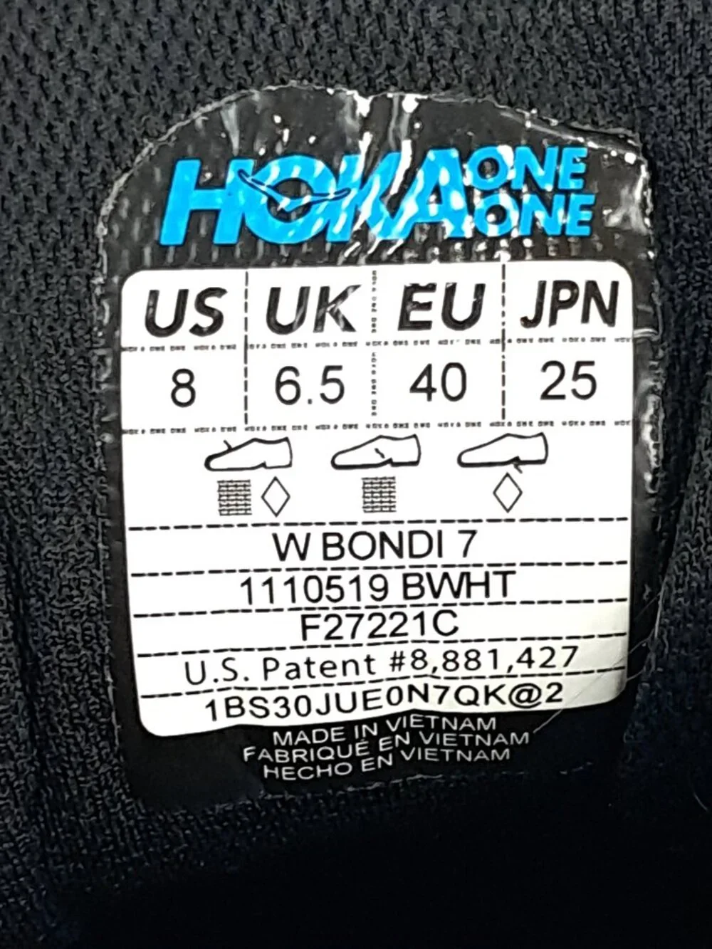 Hoka One One Bondi 7 Shoes Women Size 8 Black Sneakers Athletic 1110519 BWHT - Picture 14 of 16